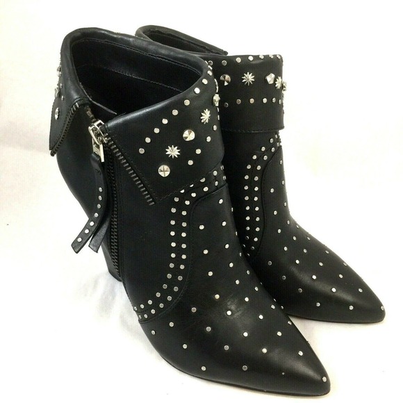Sam Edelman Royce Studded Leather Ankle Boot Black - Picture 2 of 7
